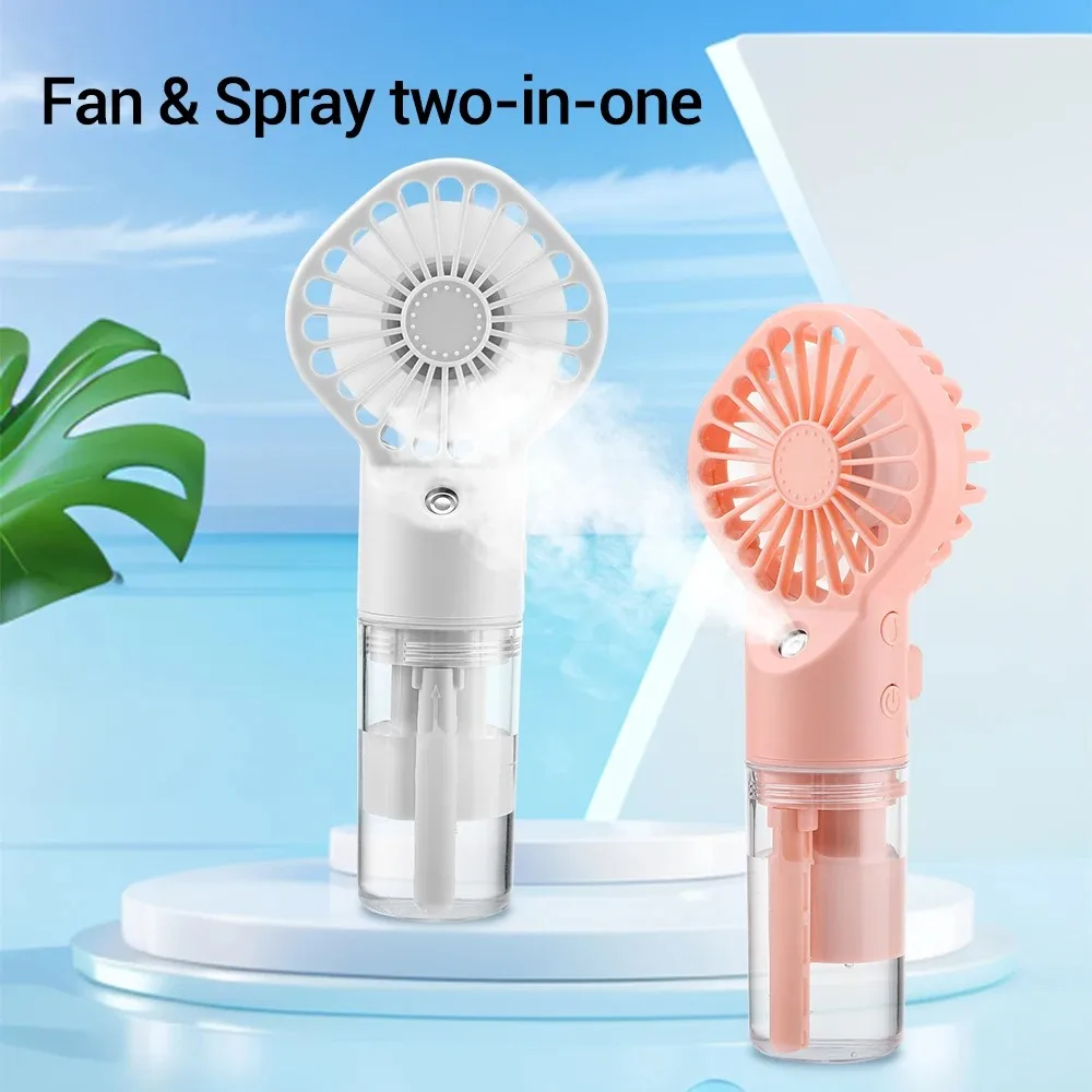 Custom Logo Portable Mini Handheld Fans with Humidifier Rechargeable Outdoor Spray Cooling Hand Held Fan table fan