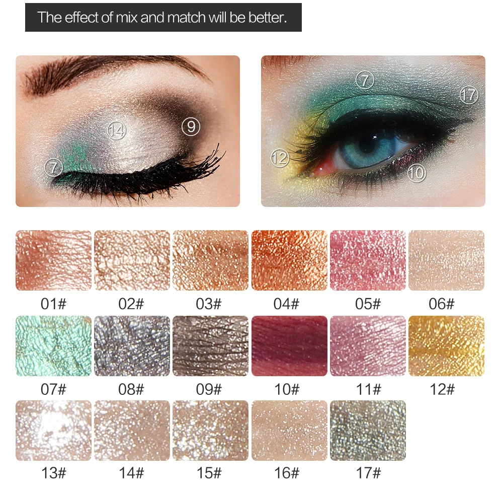 hot sale 17-Color Glitter  Charming Eyeshadow Liquid Twinkle Liquid Eyeshadow