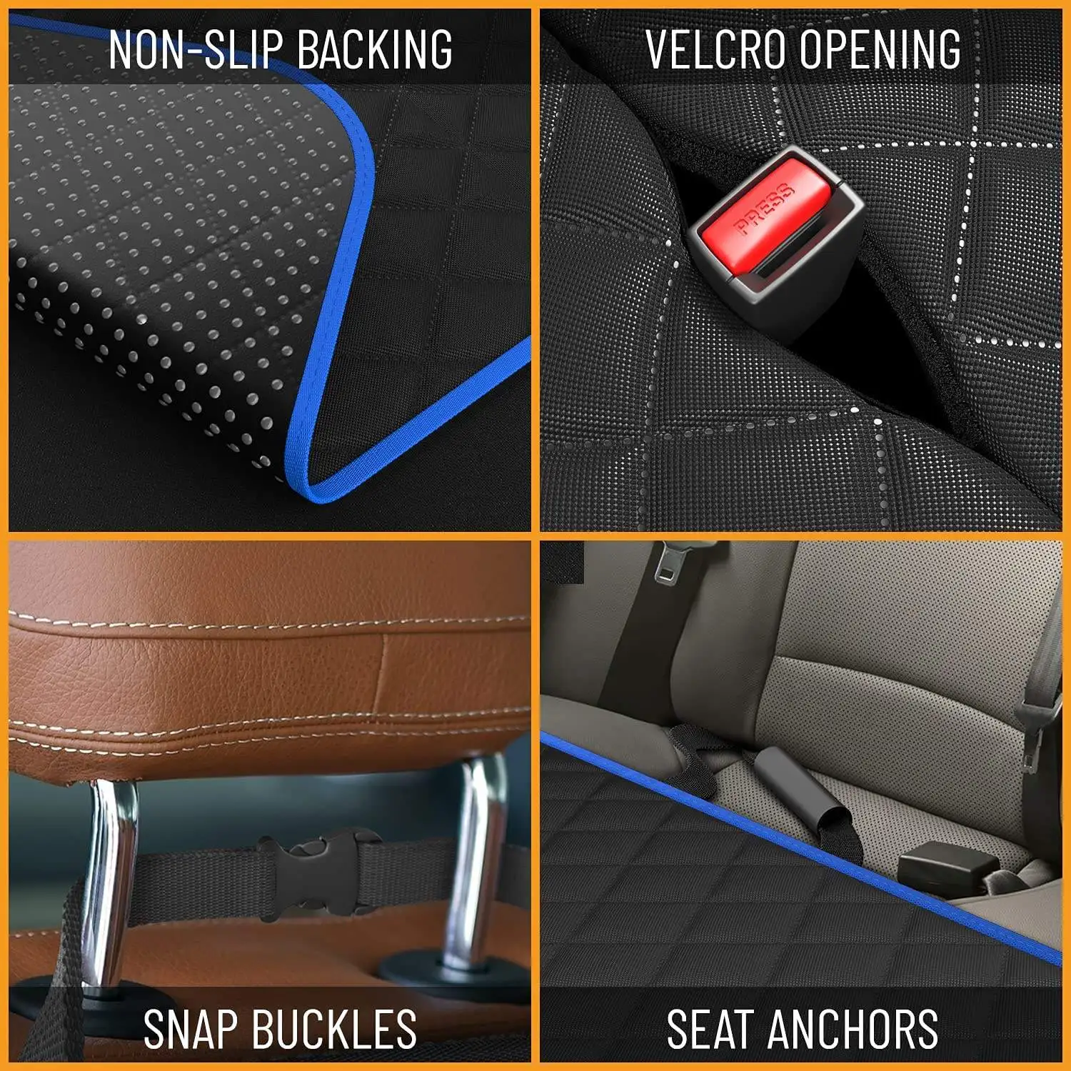 Custom Logo Luxury High Quality Pet Back Seat Protector Waterproof Oxford Black Dog Car Seat Cover For Car Rear Back Seat