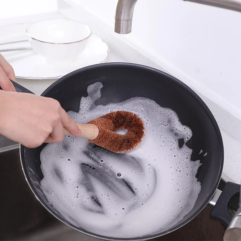 Organic Bamboo Wood Kitchen Dish Bowl Pot Pan Washing Vegetable Fruit Scrub Brush Scrubbing Brushes For Dish