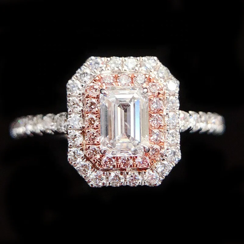 Свет ювелирных изделий класса люкс High-end GIA розовым алмазом VS 0 32 карат цельное серебро 18K бриллиантовое кольцо для женщин
