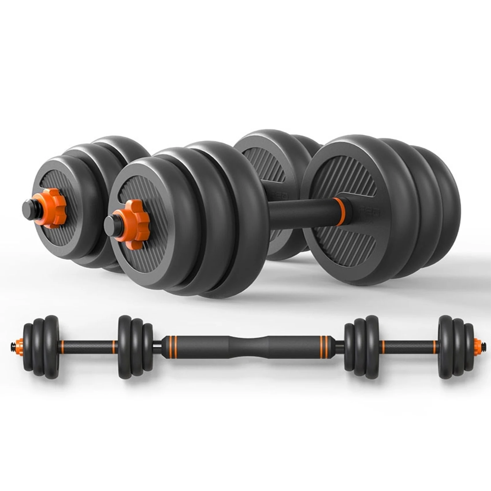 FED Adjustable Rubber 10kg 20kg 30kg 40kg Free Weights For Sale Gym Stainless Steel Dumbbell Barbell Push Up Bar Kettle bell Set