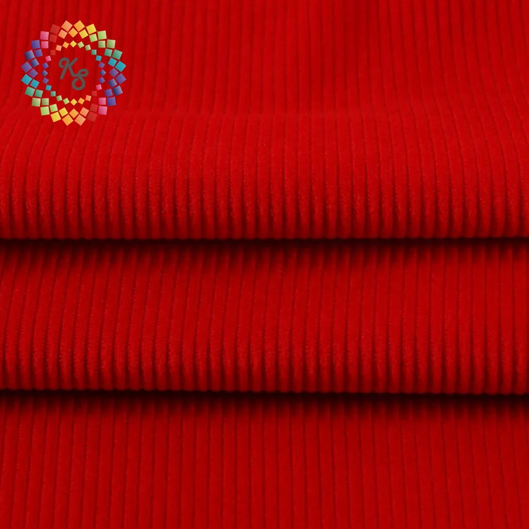 8w Knitted Polyester Elastane Corduroy Fabric