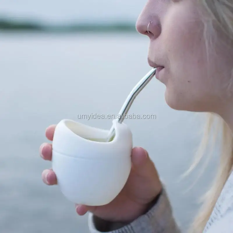  Горячая Распродажа 2020 силиконовая чайная чашка Yerba Mate Gourd с трубочкой
