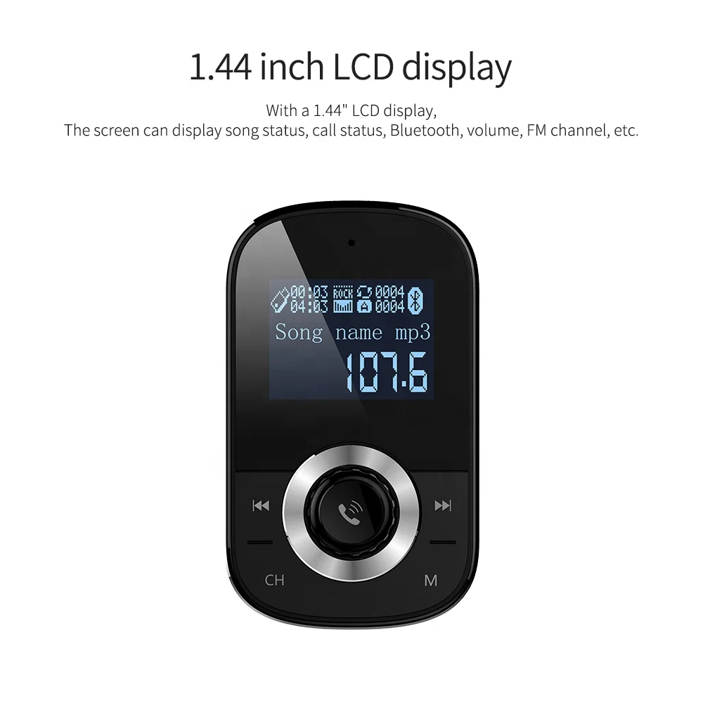 HY-90 qc3.0 usb car charger portable cd player fm transmitter with BT function