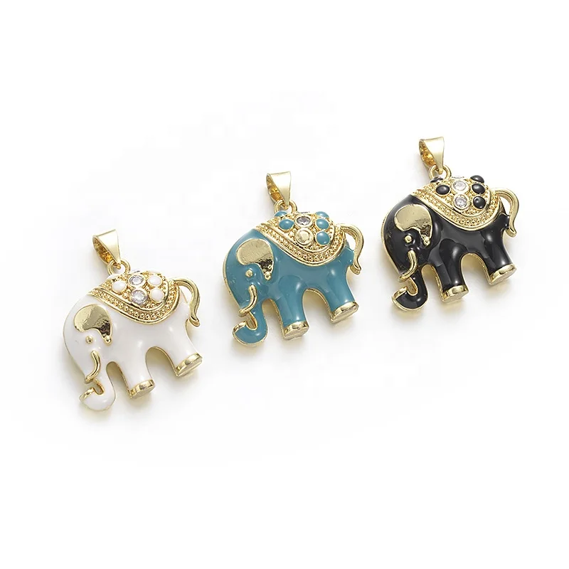 Cliobeads 18k Gold Plated Custom Jewelry Elephant Enamel Blue Eye Heart Charms Pendant For Necklace Making