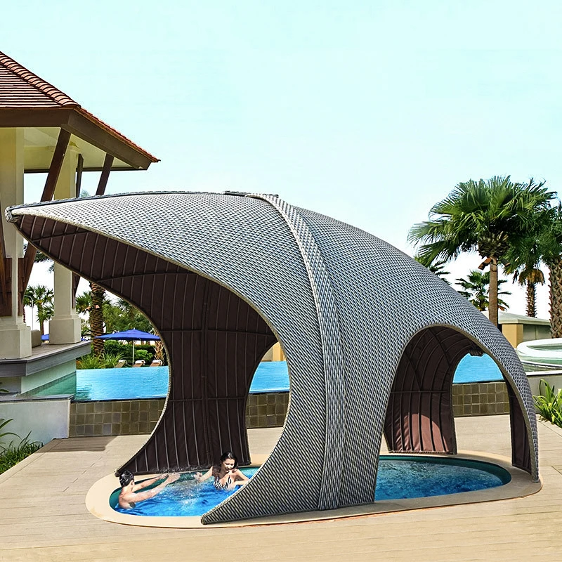 Outdoor Furniture Garden Leisure PE Rattan Aluminum Tent Gazebo with Sofa Sets Patio Gazebos