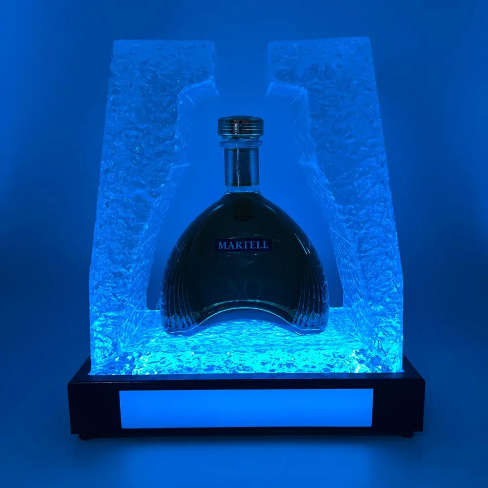 Factory Wholesale Bright Blue LED Light Single Bottle Ciroc Vodka Bottle Presenter Glorifier Display