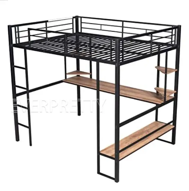 Hostel University Dormitory Furniture Student Dormitory Steel Loft Bed with Wardrobe