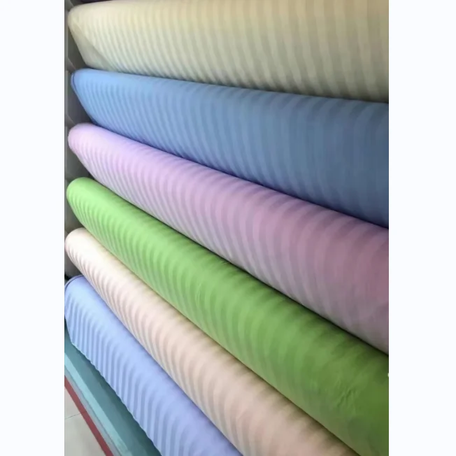 2024 Wholesale Hotel hospital white cotton satin/stripe/jacquard Striped 1/2/ 3cm fabric Bedsheet pillow quilt cover Fabrics