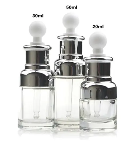 Empty Refillable Upscale Clear Glass Bottle Essential Oil Elite Fluid Pot Container Vial with Glass Pipette Eye Dropper - Gold