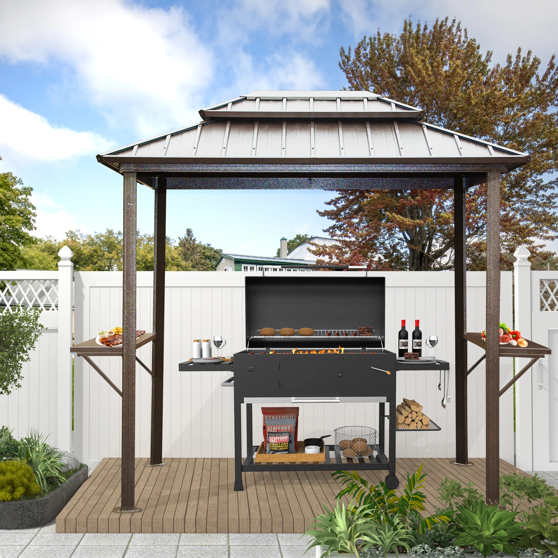 Outdoor Furniture Chinese Vintage Strong Pavilion Party Tent Hardtop Roof Gazebo
