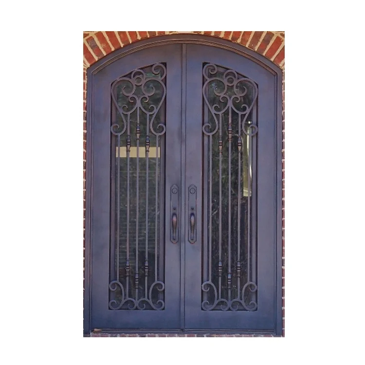 Accept custom front entry main wrought iron double door