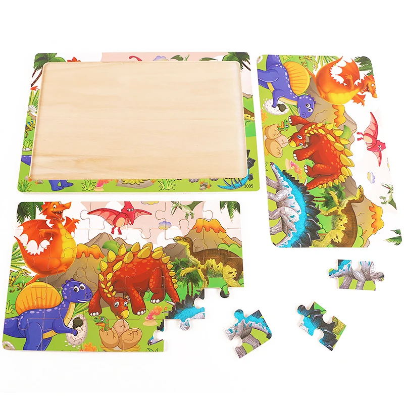 30 Pieces Wooden Jigsaw Puzzle Board Toddler Learning Montessori Animal Travel Set Game Toys