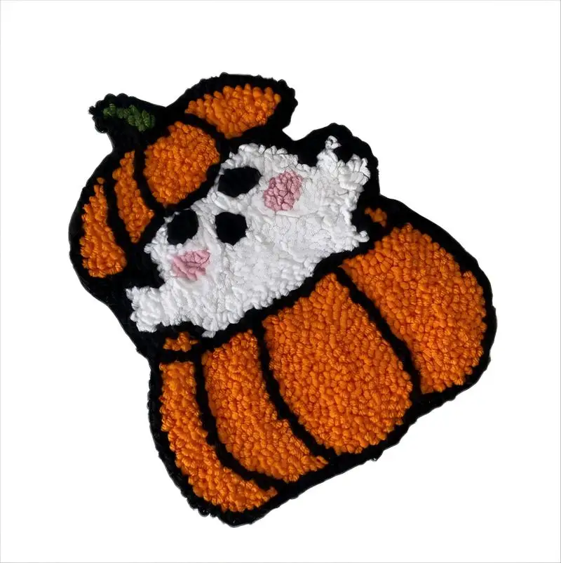 Halloween Handmade Novelty Gifts Ghost Pumpkin Pattern Handicraft Table Rug Punch Needle Coaster