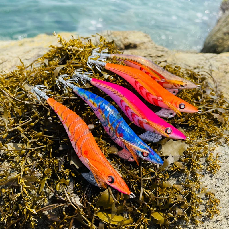 Japan quality saltwater 3.5# EGI Squid Jig wood shrimp squid hook fishing lure