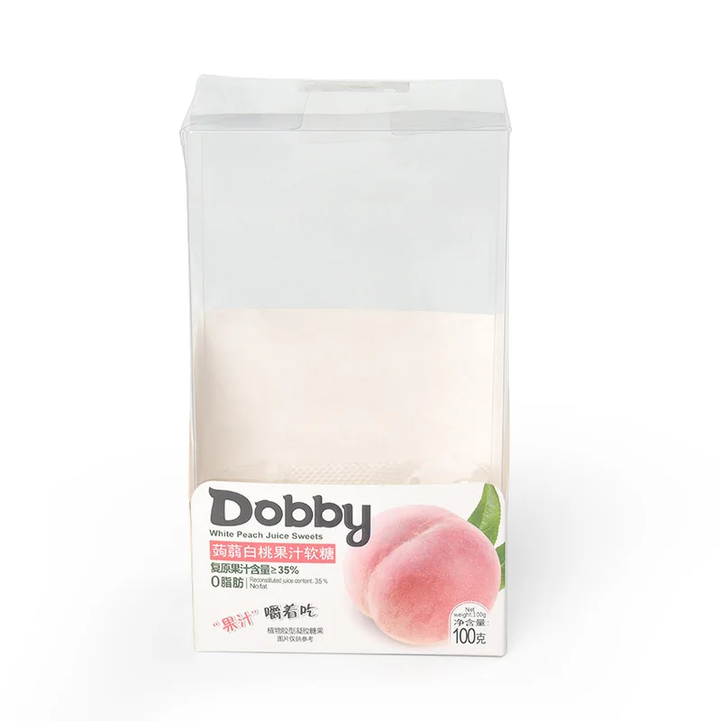 Custom Clear PVC PET RPET PP White Peach Juice Sweet Food Plastic Packaging Box