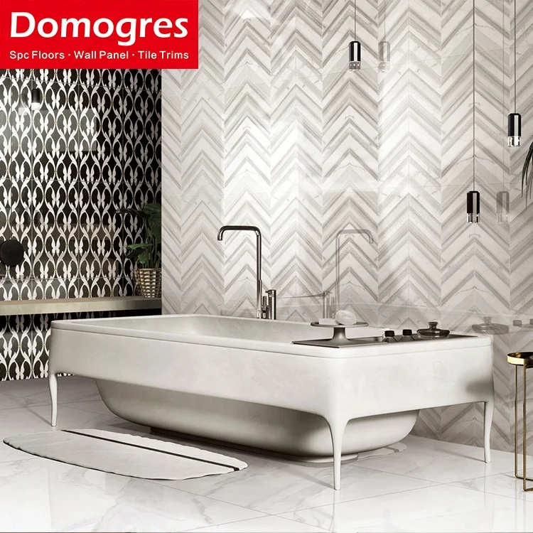 Wholesale Living Room Decor Mosaic Porcelain Wall Tile 60X60 white grey marble mosaic tiles herringbone Mosaic