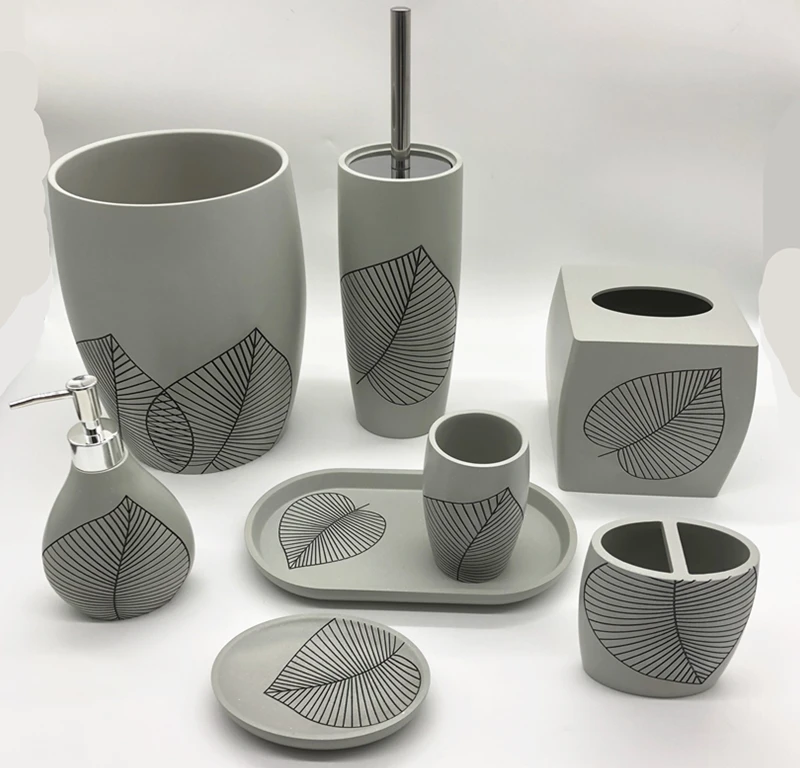 9 pcs Bathroom Sets new modern luxury white resin bathroom accessories set