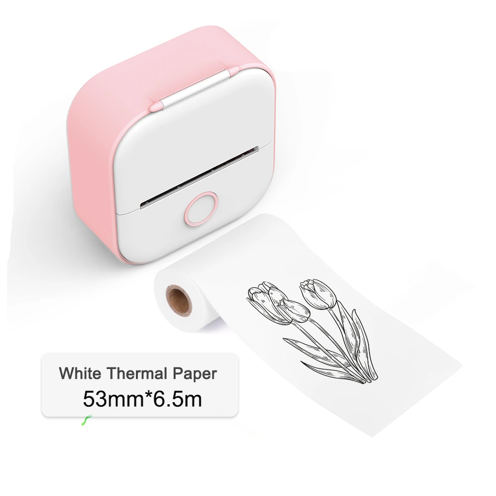 White Pink Color Portable Stickers Maker Mini Impresora Portatil Photo Printer for Journal Diary Creation Gift Sticker Printer