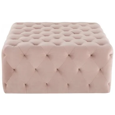 Blushed pink tufted square velvet ottoman