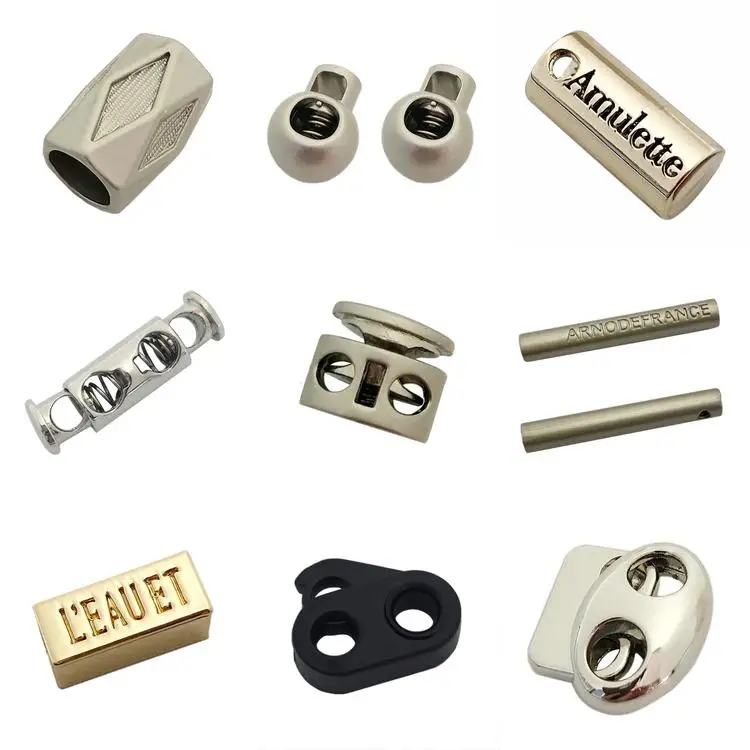 Wholesale Rose Gold Square Design Metal Cord Stopper Double Cord Lock For Bags