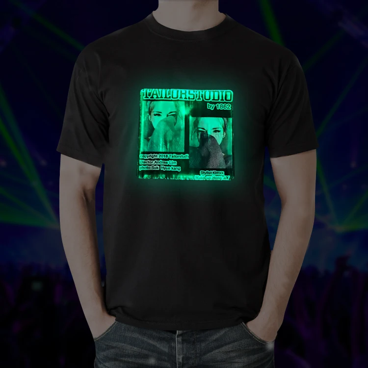 LED Washable Luminous T-shirt for Halloween Party Unisex Parent-child Outfit Safes Cotton Light T-shirt Support Custom
