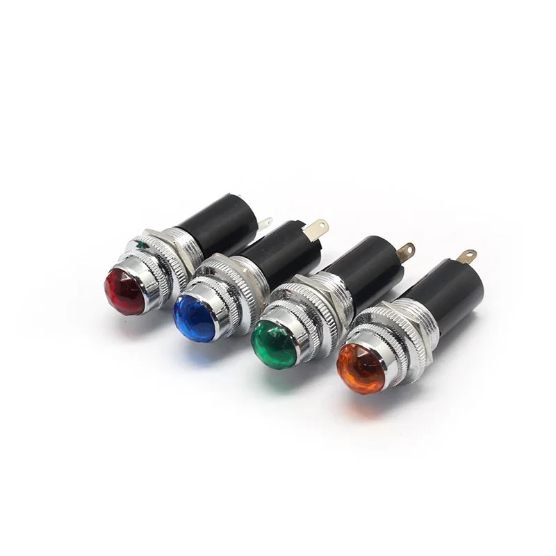 FILN 120 Volt 16mm Panel Indicator Light 10mm LED Indicators Red, Blue, Green, Yellow, White 10mm Yellow LED IP67