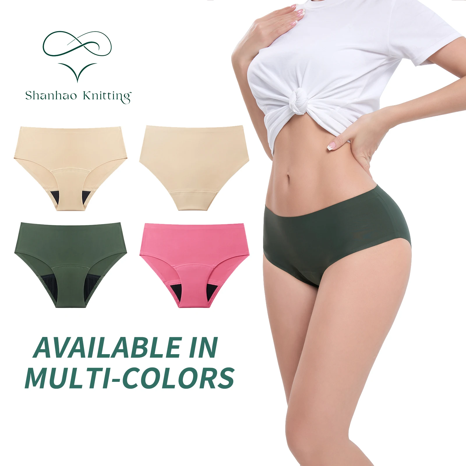 Shanhao OEM custom Seamless leakproof panties Organic cotton menstrual underwear anti-side leakage heavy flow period panties