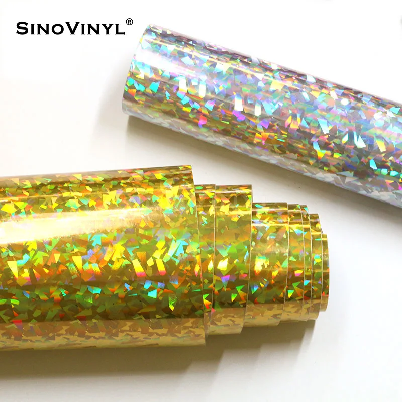 Chrome Laser Holographic Crack Permanent Vinyl Adhesive Sticker Craft Sheet