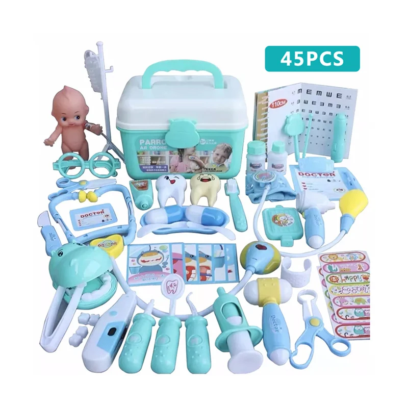 New design Indoor Role Play Dental Tools Set  With Storage Box & Lights & Sounds For Girls/  Boys Kids Doctor Kit Toys