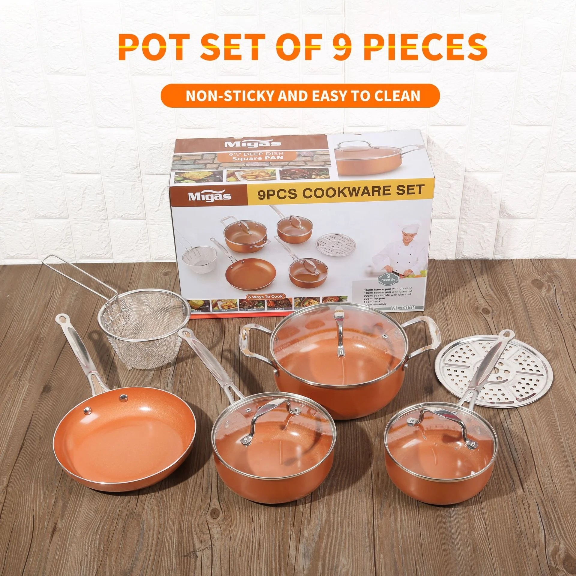 Wholesale High Quality Home Kitchen Custom Cooking Compound Bottom Nonstick Non Stick Aluminum Granite Cookware Sets