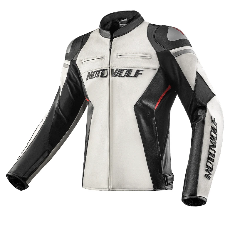 MOTOWOLF JM2 motorcycle breathable leather jacket with CE protective gear for men
