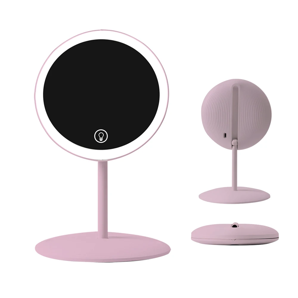 Portable Foldable Desktop Table Make Up Touch Screen Switch Makeup Mirror With Led Light