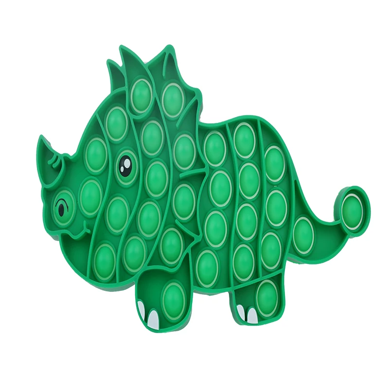 New listing Rhinoceros Shape Gree Ant-anxiety Stress Relief Push Bubble Sensory Fidget Game Fidget Toys