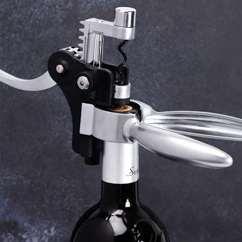 Wine Opener Kit With Foil Cutter, Wine Stopper And Extra Spiral, Wine Bottle Opener Corkscrew Set