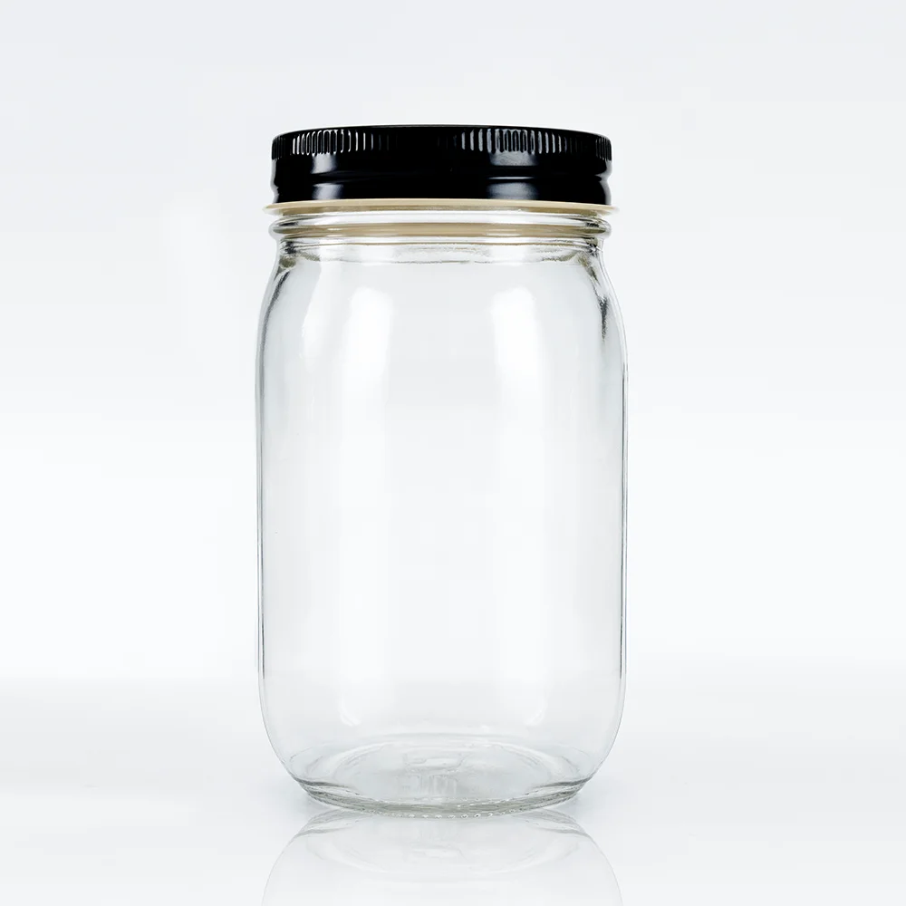 12oz 16oz 25oz 32oz Round Empty Clear Mason Canned Glass Jar with Silver Gold Black Lid For Mayonnaise Jars
