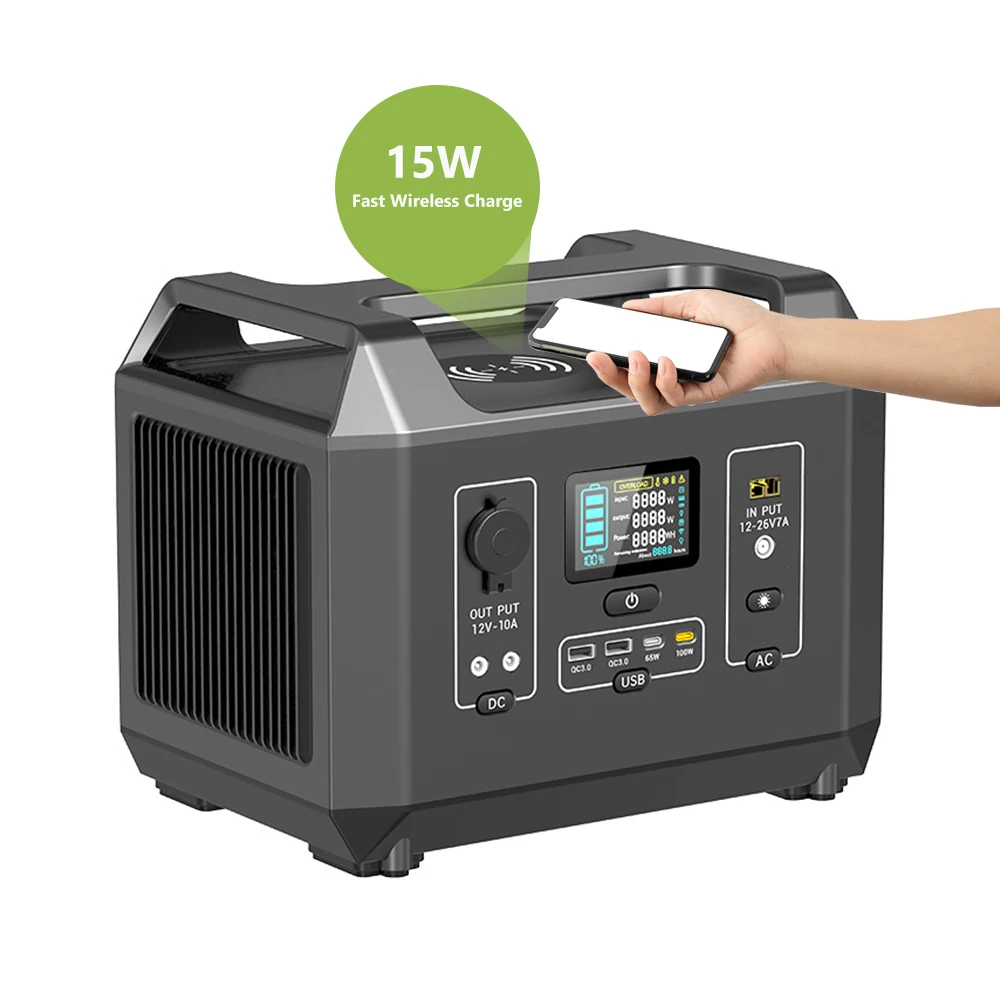 Hot selling Manufacture 600W 1200W  Portable power station outdoor camping power station with wireless Charging Solar panel OEM
