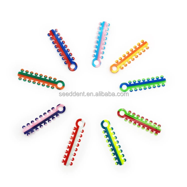 Dental Orthodontic Double Colors Elastic Ligature Tie 20pcs/bag