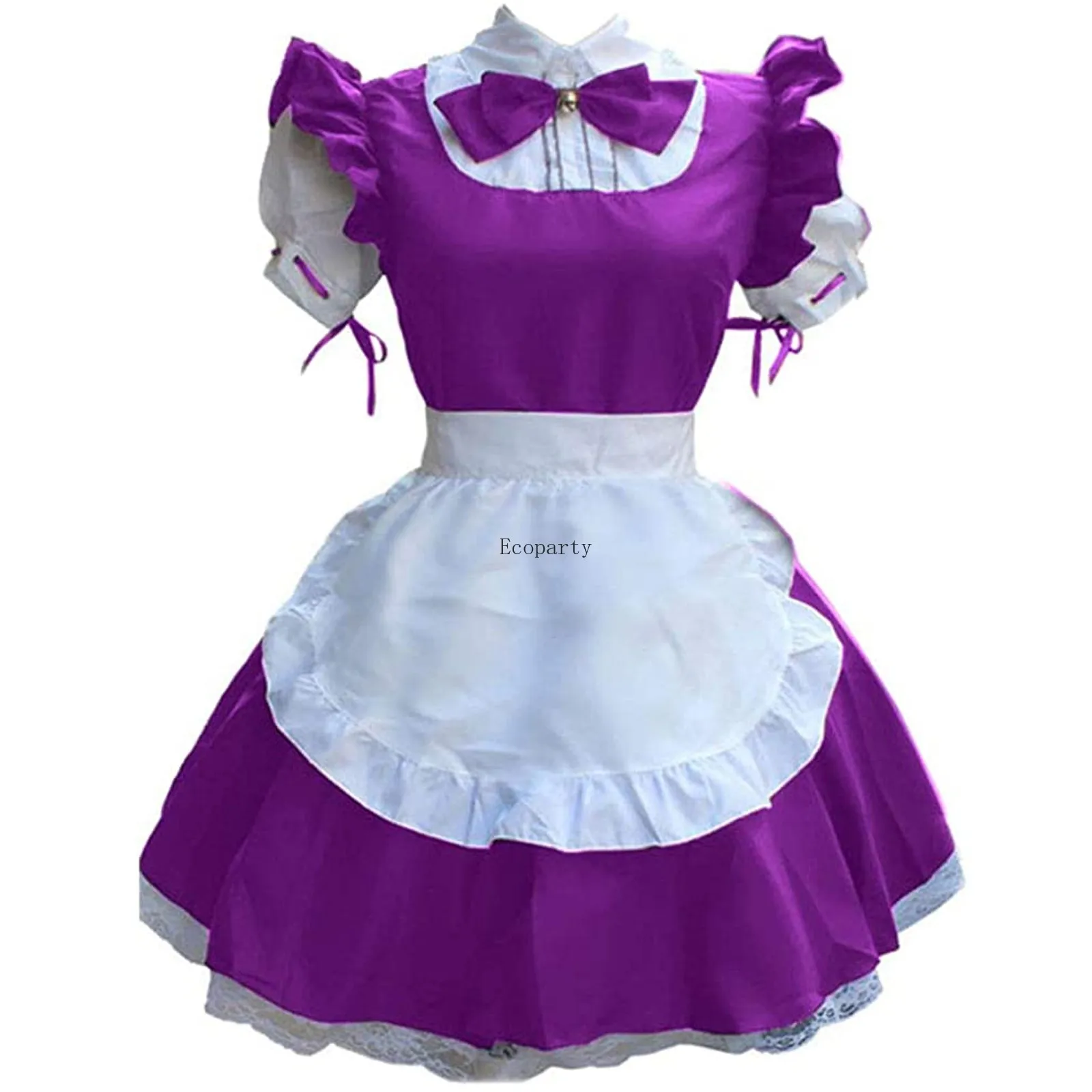 Sexy Cute Lace Up Black and White Maid Dress Role Play Costume Transparent Chiffon Cosplay Anime Uniform Temptation Suit coldker
