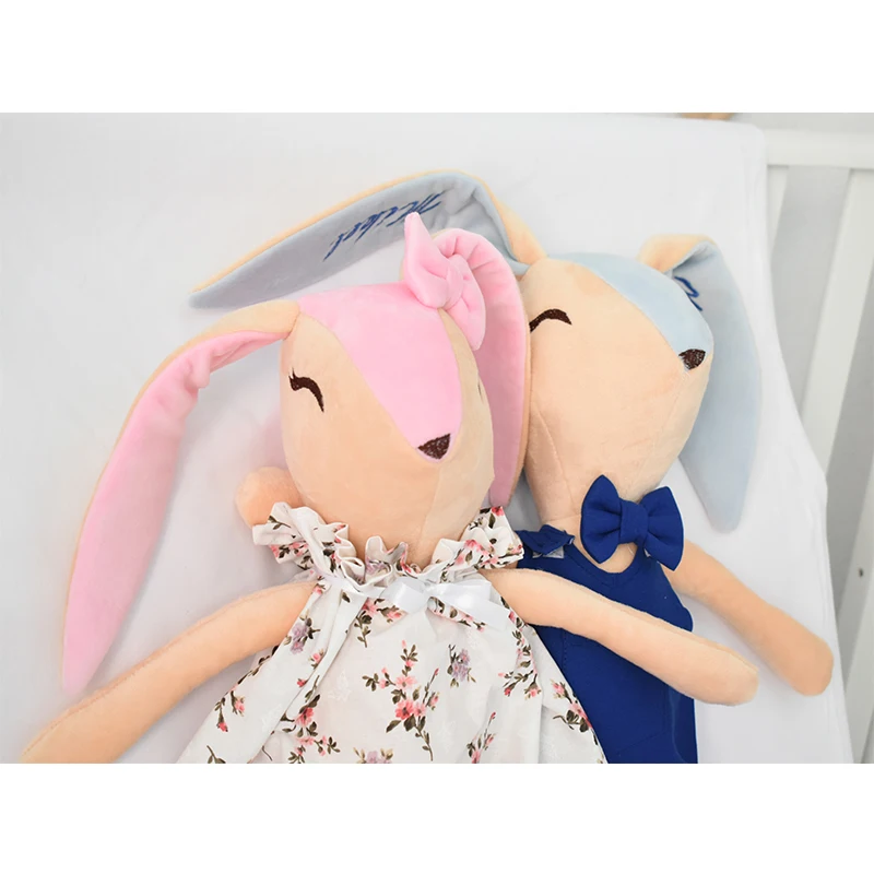 Nordic style rabbit toy hot selling  emboridered details, emborider names, custom labelling plush toy