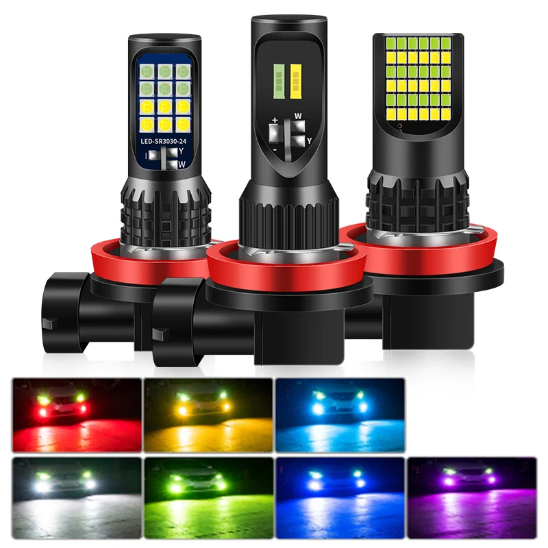 RGB LED Fog Lights Bulb H7 H9 H11 H4 H16 P13W 9005 HB3 9006 HB4  LED F Fog Lamp DRL Accessories led car headlight