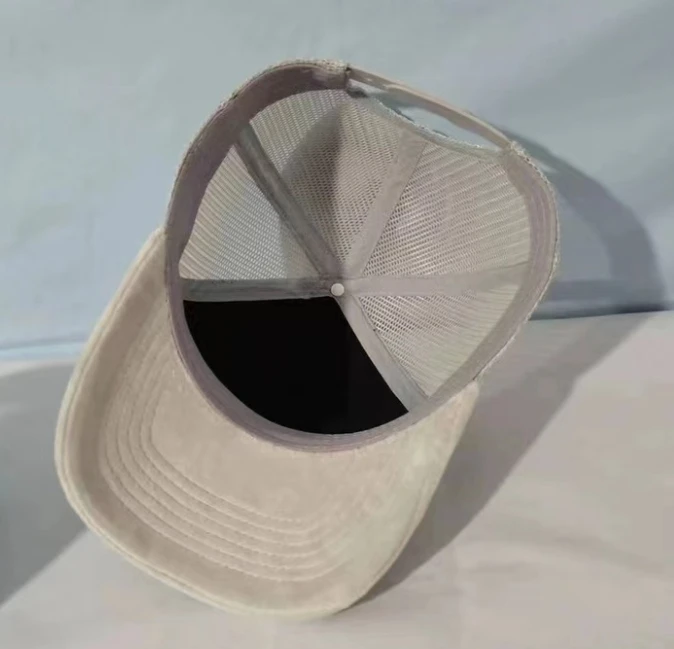 Front printing picture 5 panel black velvet trucker cap with custom patch