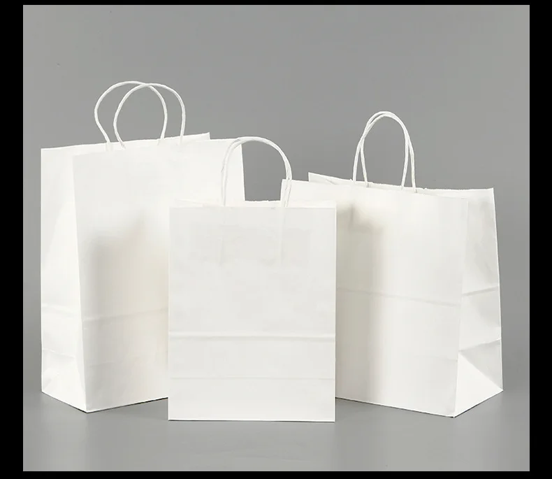 Wholesale White Brown Kraft Shopping Paper Bag with Paper Handles