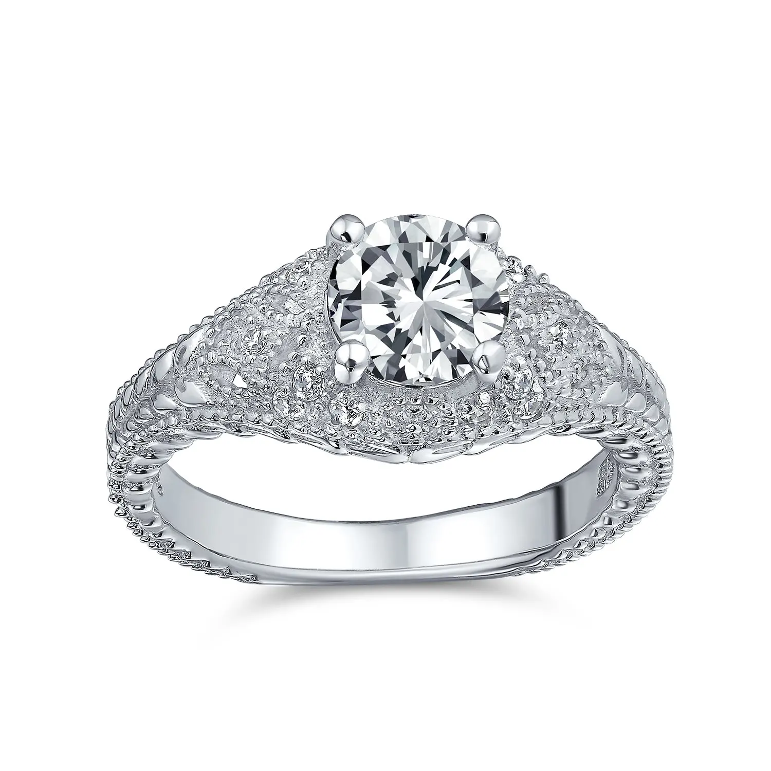 SKA Jewelry sterling silver rings women jewelry Solitaire Crown Mount Filigree CZ Engagement Ring 925 Sterling Silver