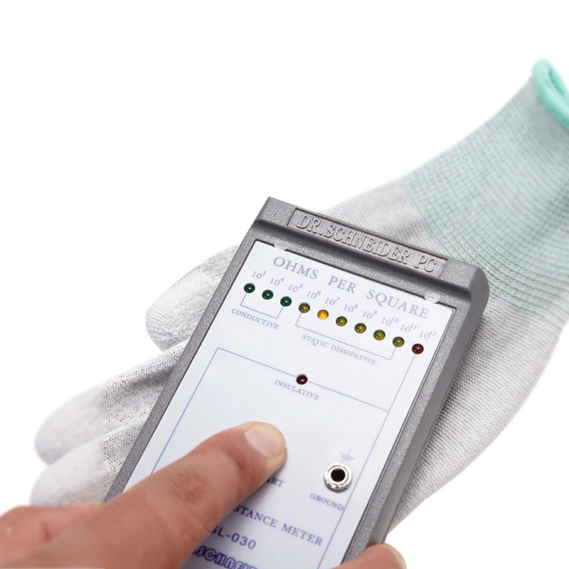 Polyester Knitted Anti Static Pu Palm Coated Gardening Protection Esd Top Fit Safety Work Glove Esd Cleanroom Gloves