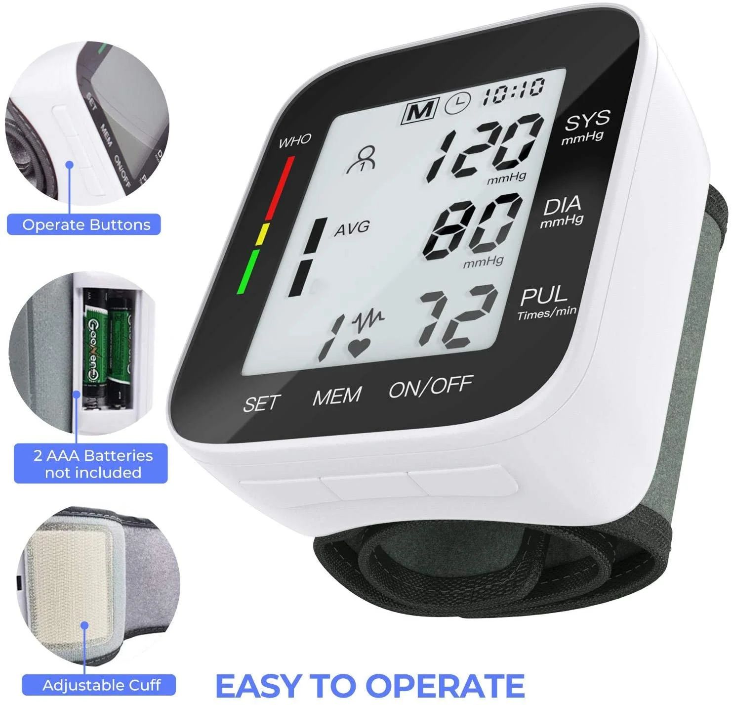 Wholesale price digital LCD portable heart rate pulse meter health blood pressure ambulatory blood pressure monitor wrist