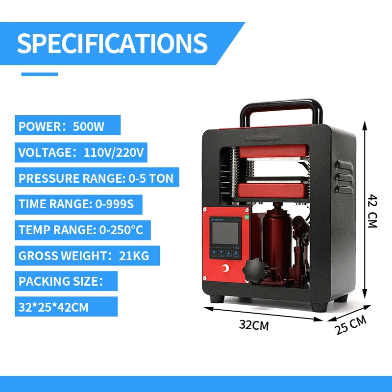 15 Ton 2.3 X 4.7inch Dual Heating Plate 600W Portable Hydraulic Heat Press Plate Kits with LCD Digital Controller Machinery