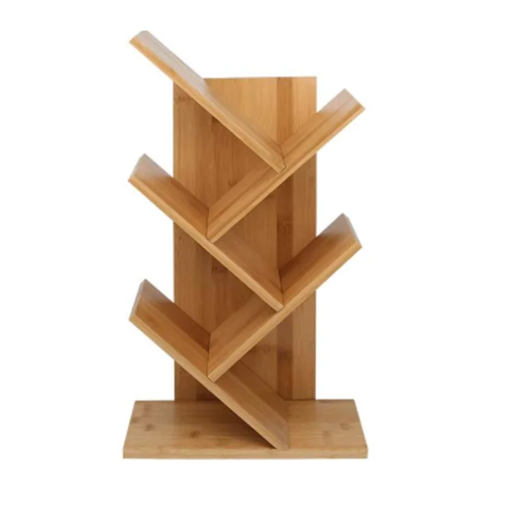 Mini Desk Top Organizer Stationary Office Supplies 2 Solid Bamboo Storage Shelf for Home Office Hotel Bookstore