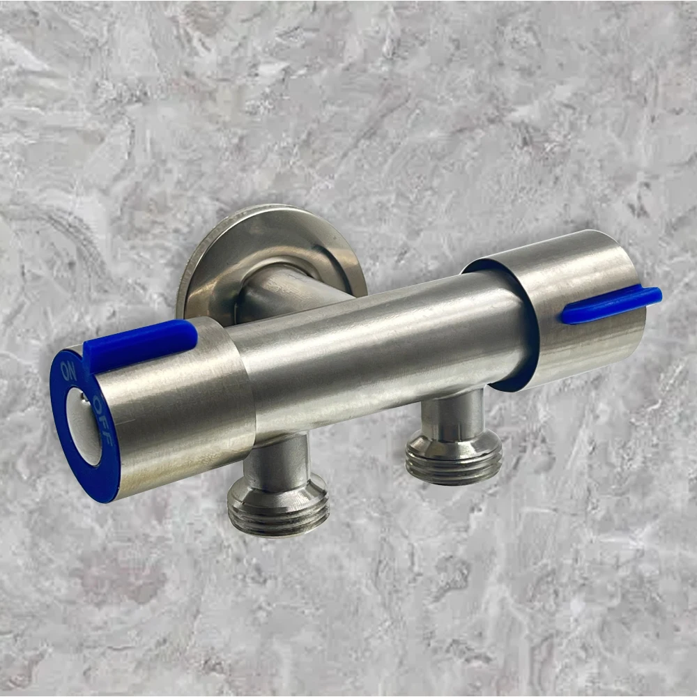 OEM 304 Stainless Steel Double Angle Valve One in and Two out Independent Double Control Angle Valve Normal Handle Black